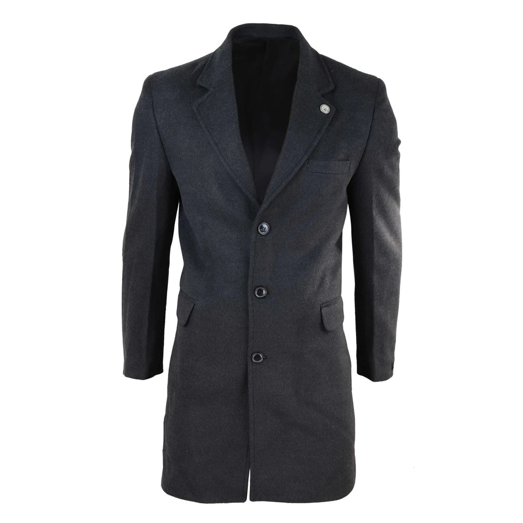 Mens slim fit wool overcoat discount