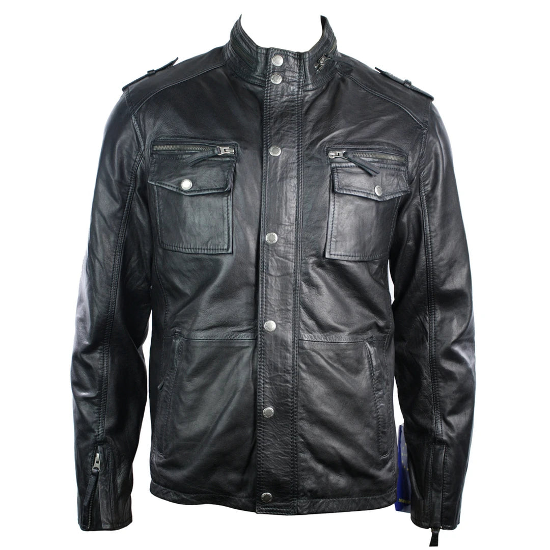 Mens Clearance Leather Jacket Vintage Classic Biker Bomber Mix-TruClothing