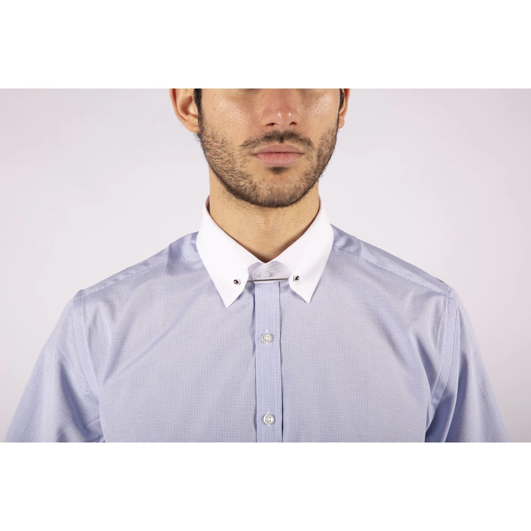 Mens Club Collar Shirt With Bar Poplin Pin White Black 1920s Peaky Blinders-TruClothing