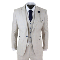 Mens Cream 3 Piece Wedding Suit - Cavani Caridi-TruClothing