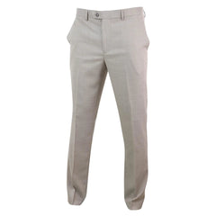 Mens Cream Crosshatch Pattern Trousers - Cavani Sandon-TruClothing