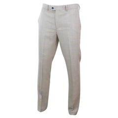 Mens Cream Tweed Trousers-TruClothing