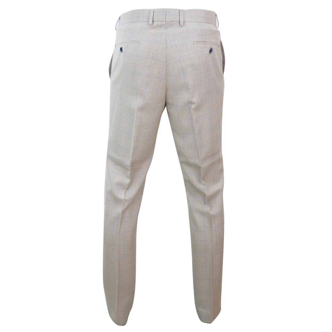 Mens Cream Tweed Trousers-TruClothing