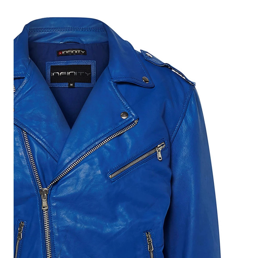 Mens Cross-Zip Brando Real Leather Jacket-TruClothing