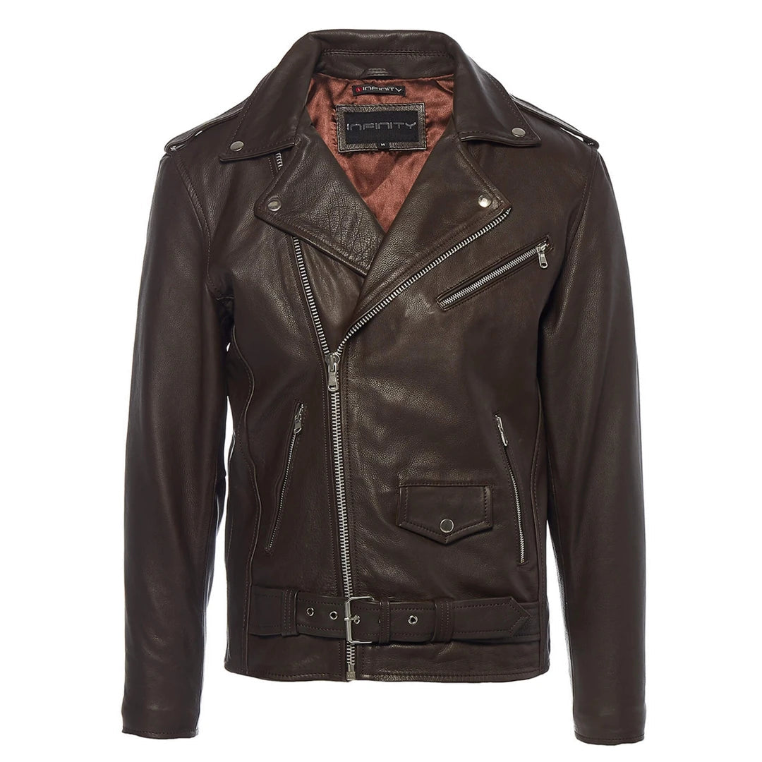 Mens Cross-Zip Brando Real Leather Jacket-TruClothing