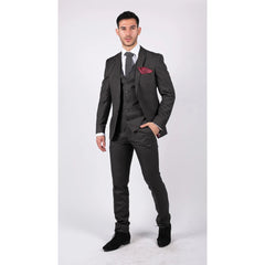 Mens Dark Grey Charcoal 3 Piece Suit Classic Stitch Wedding Summer Prom Classic-TruClothing