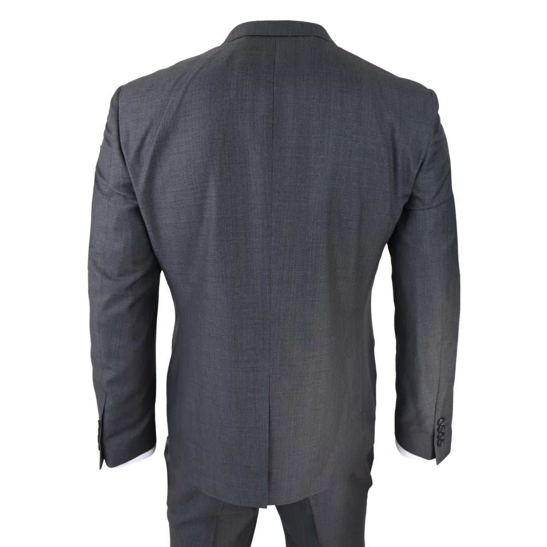 Mens Dark Grey Charcoal 3 Piece Suit Classic Stitch Wedding Summer Prom Classic-TruClothing