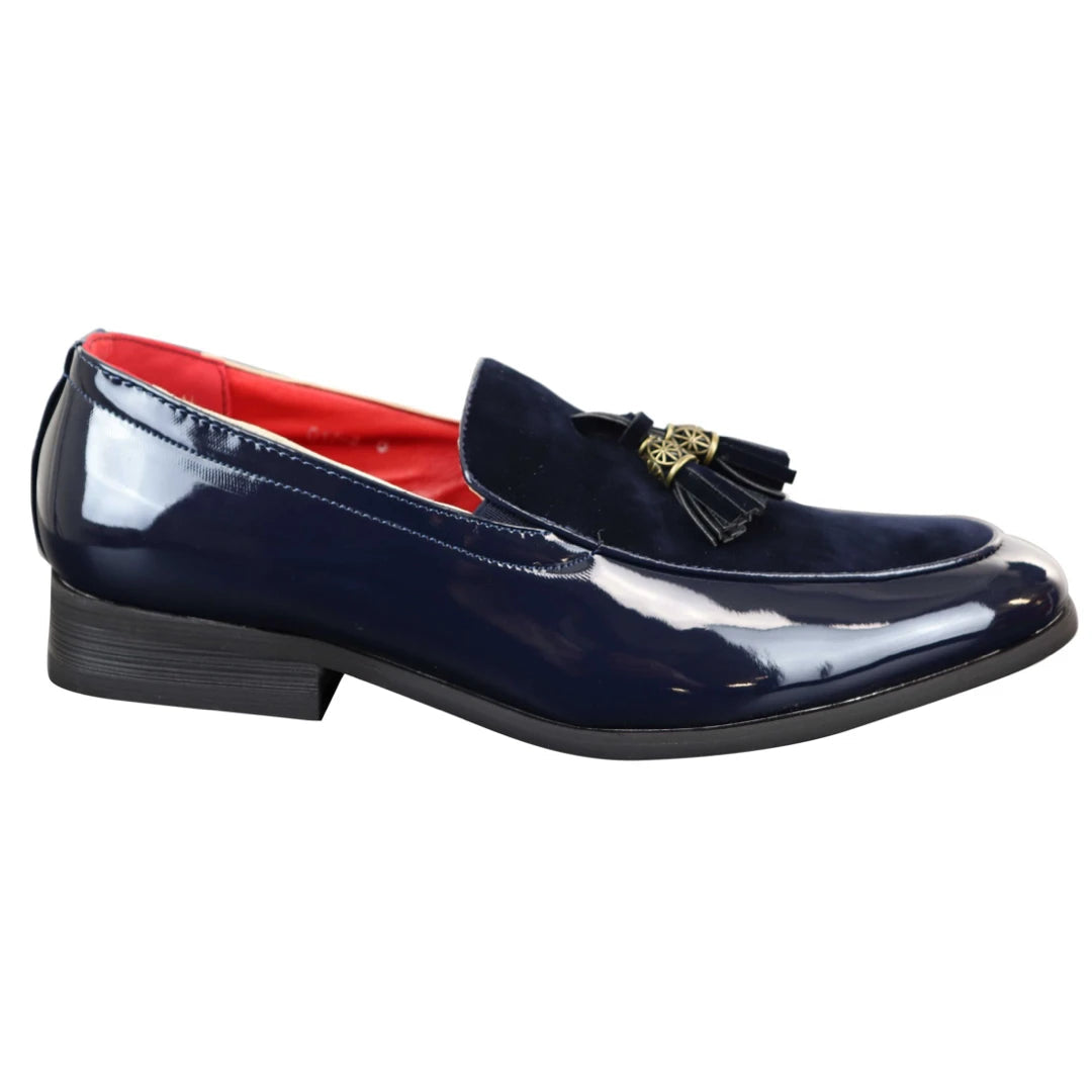 Men's Faux Patend and Suede Leather Loafers-TruClothing