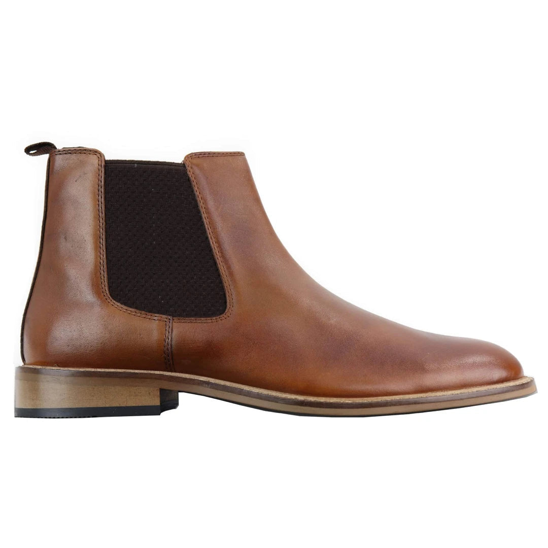 Mens Full Leather Slip On Chelsea Boots Smart Casual Retro Vintage Formal-TruClothing