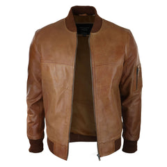 Mens Genuine Leather Bomber Jacket Leather Casual Varsity VIntage Smart Casual-TruClothing