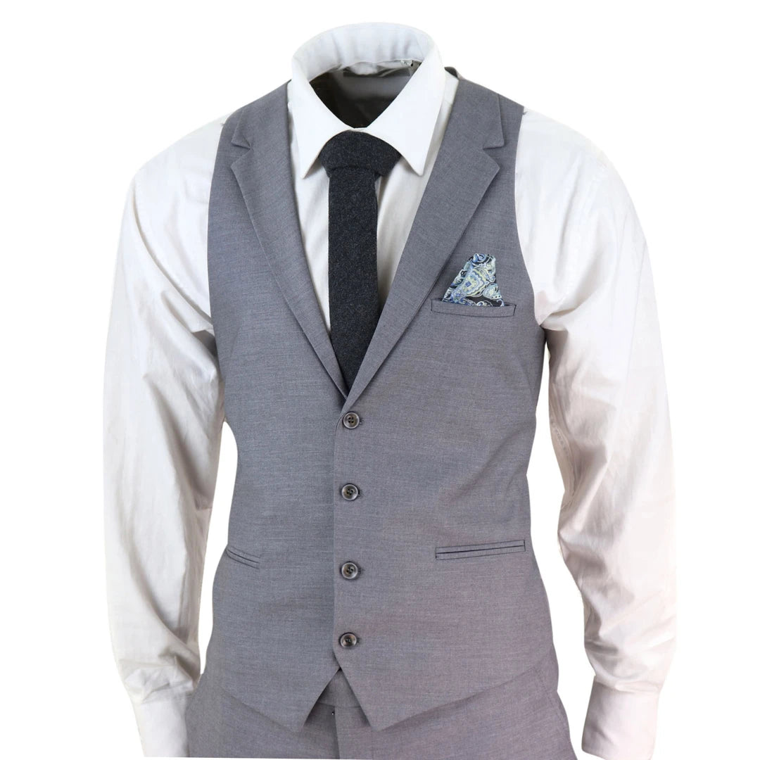Mens Grey 3 Piece Suit-TruClothing