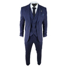 Mens Herringbone Tweed 3 Piece Suit Blue Classic Vintage Tailored Wedding Blinders-TruClothing