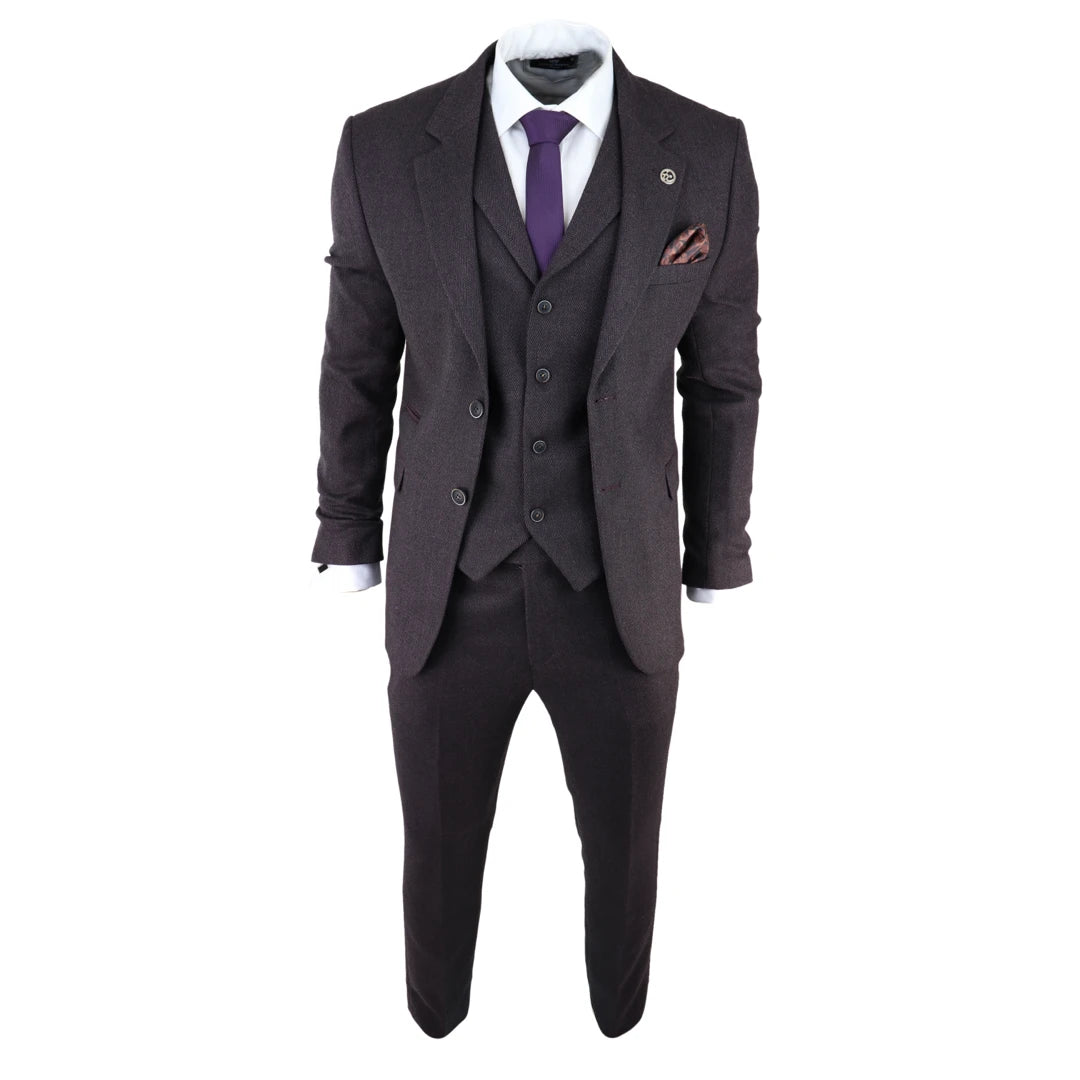 3-pieces plum wedding suit - Blandin & Delloye