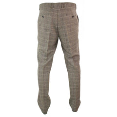Mens Herringbone Tweed Check Trousers Wool Vintage Classic-TruClothing