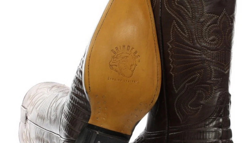 Mens Hi Cowboy Boots Pointed Black Brown Grinders Leather Crocodile Western Cuban-TruClothing