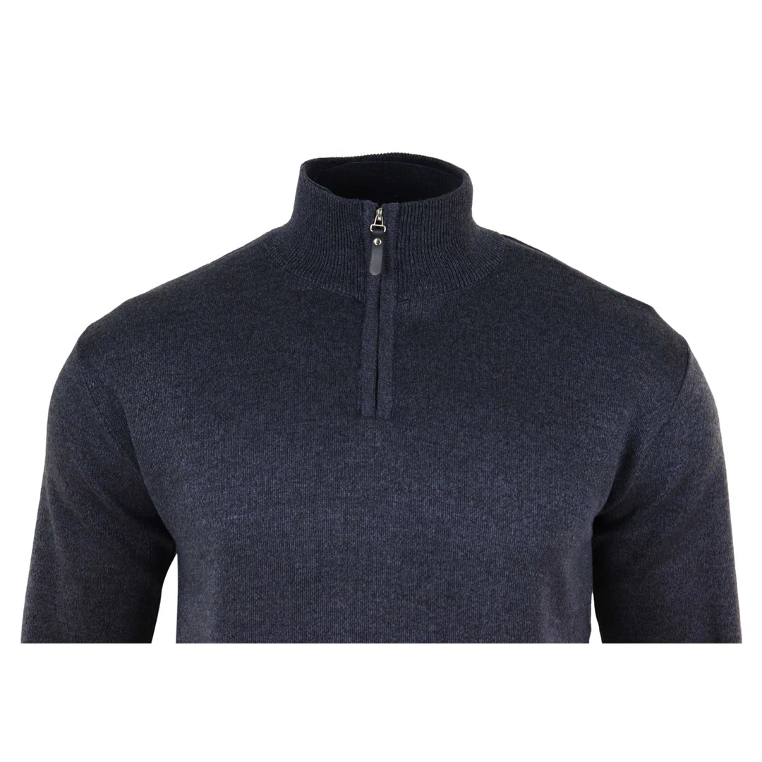 Mens High Neck Half-Zip Knitted Jumper-TruClothing
