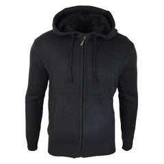 Mens Hoodie Jumper Jacket Fleece Fur Lined Top Knitted Warm Winter Casual Zipped-TruClothing