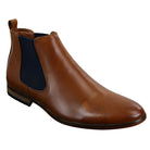 Mens Italian Leather Slip On Ankle Boots Smart Casual Desert Chelsea Dealer Brown-TruClothing