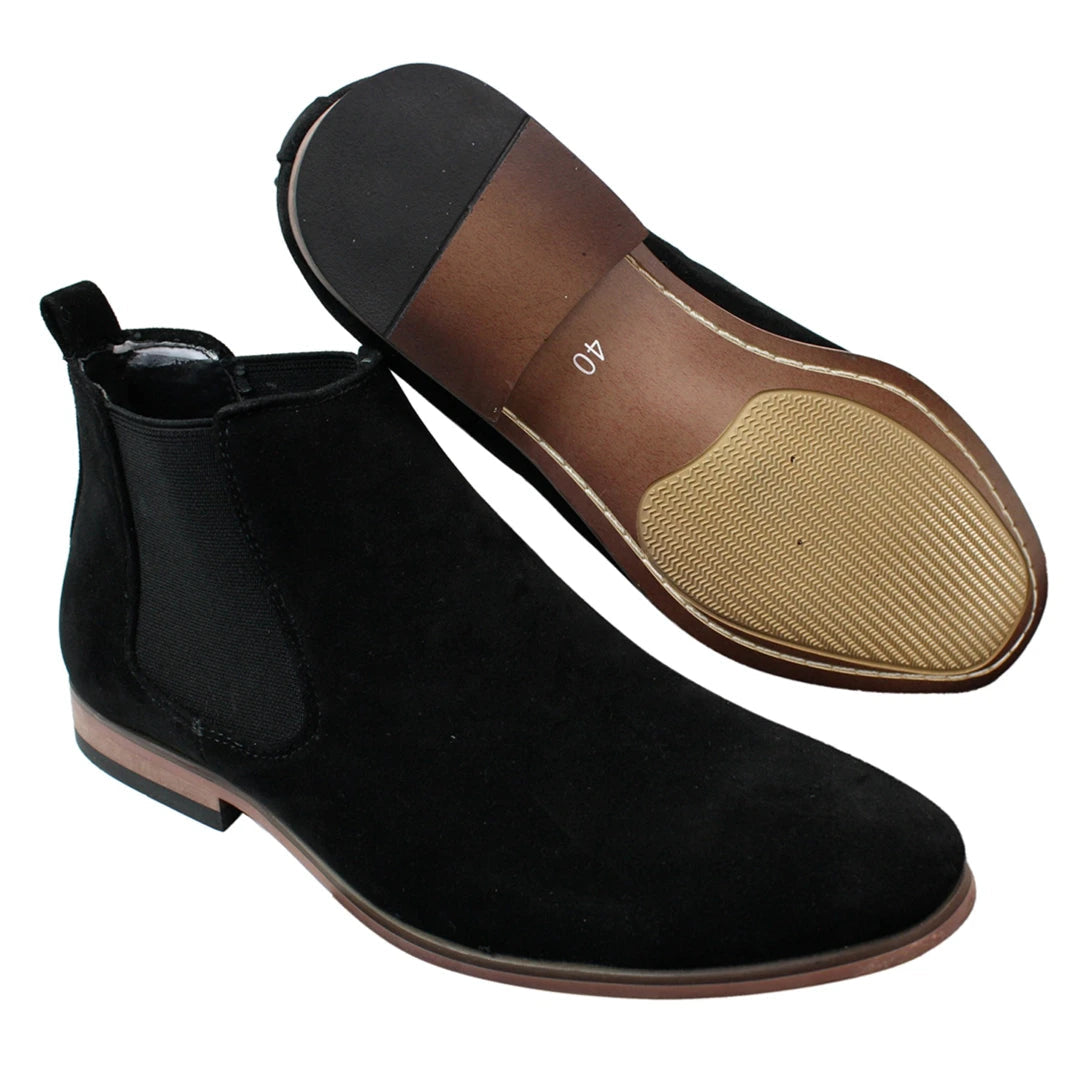 Mens Italian Suede Slip On Ankle Boots Smart Casual Desert Chelsea Dealer-TruClothing