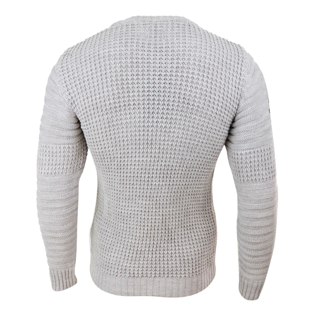 Mens Knitted Jumper - Beige or Olive Green-TruClothing