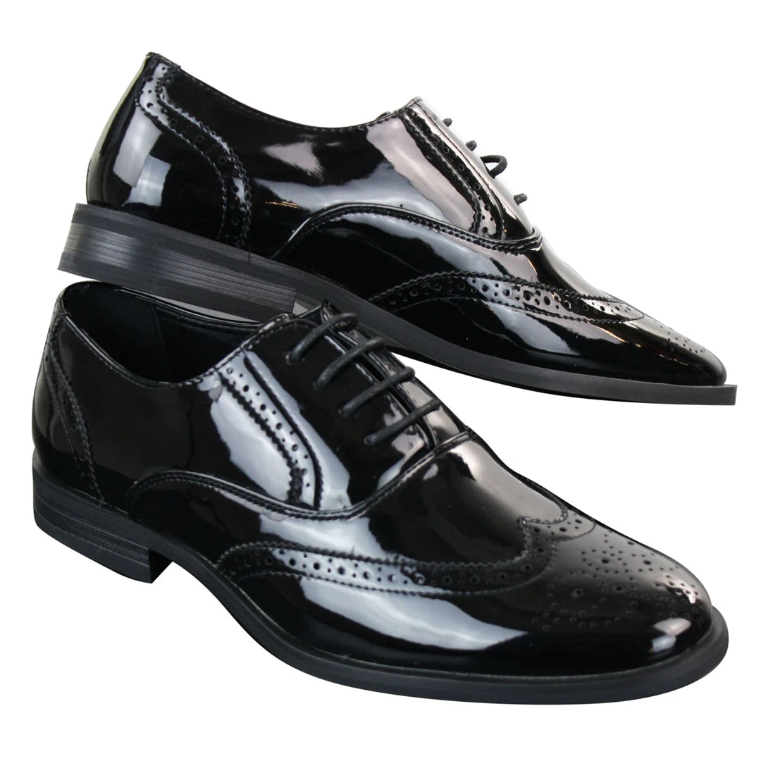 Men s Lace Patent Brogue Shoes Gatsby White Black Red TruClothing