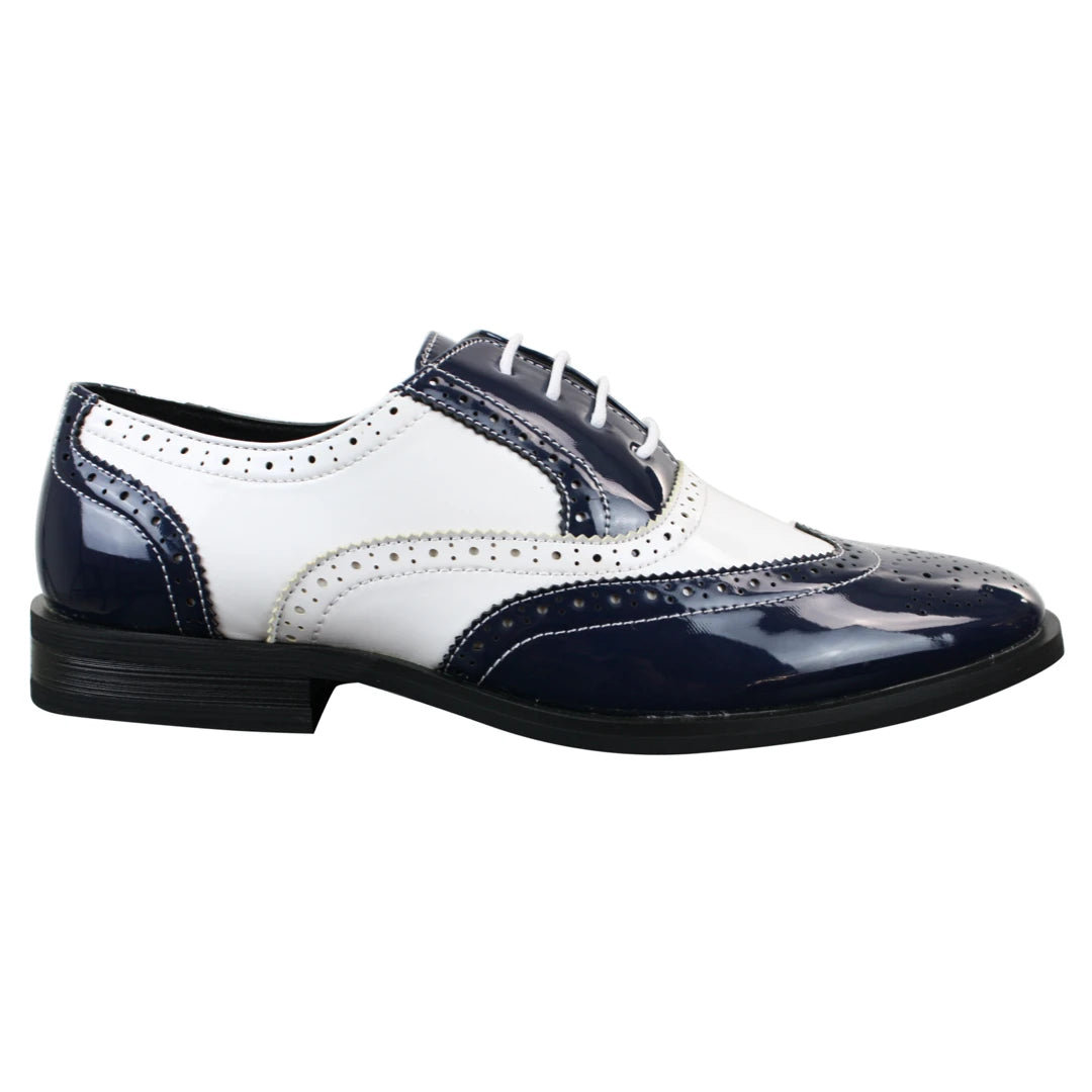 Blue and white mens dress shoes sales
