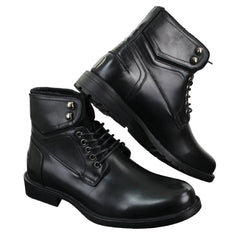 Mens Laced Military Army Casual Ankle Boots Leather Boots Black Brown-TruClothing