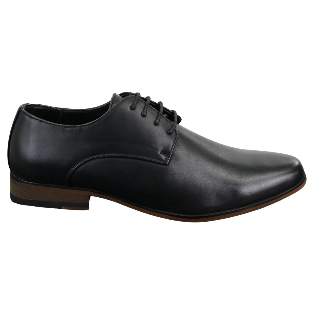 Men's Laced Leather Formal Shoes Black – TruClothing