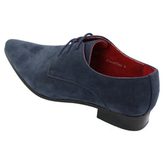 Mens Laced Pointed Suede Leather Blue Italian Design Shoes Smart Casual-TruClothing