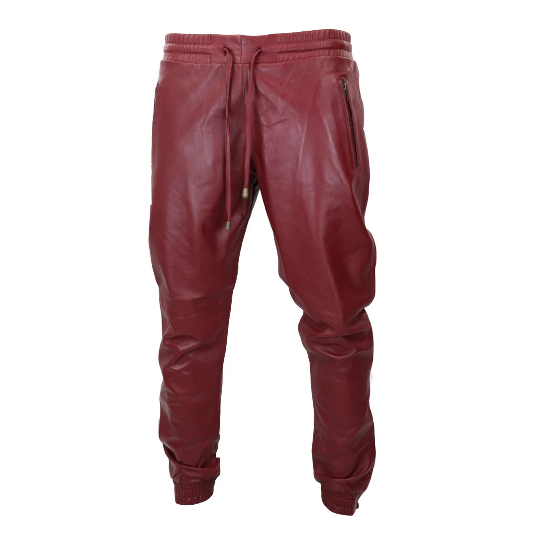 Men's Leather Jogger Trousers-TruClothing