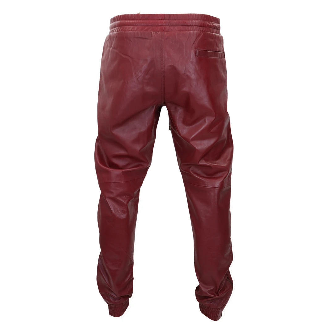 Men's Leather Jogger Jeans Trousers Casual