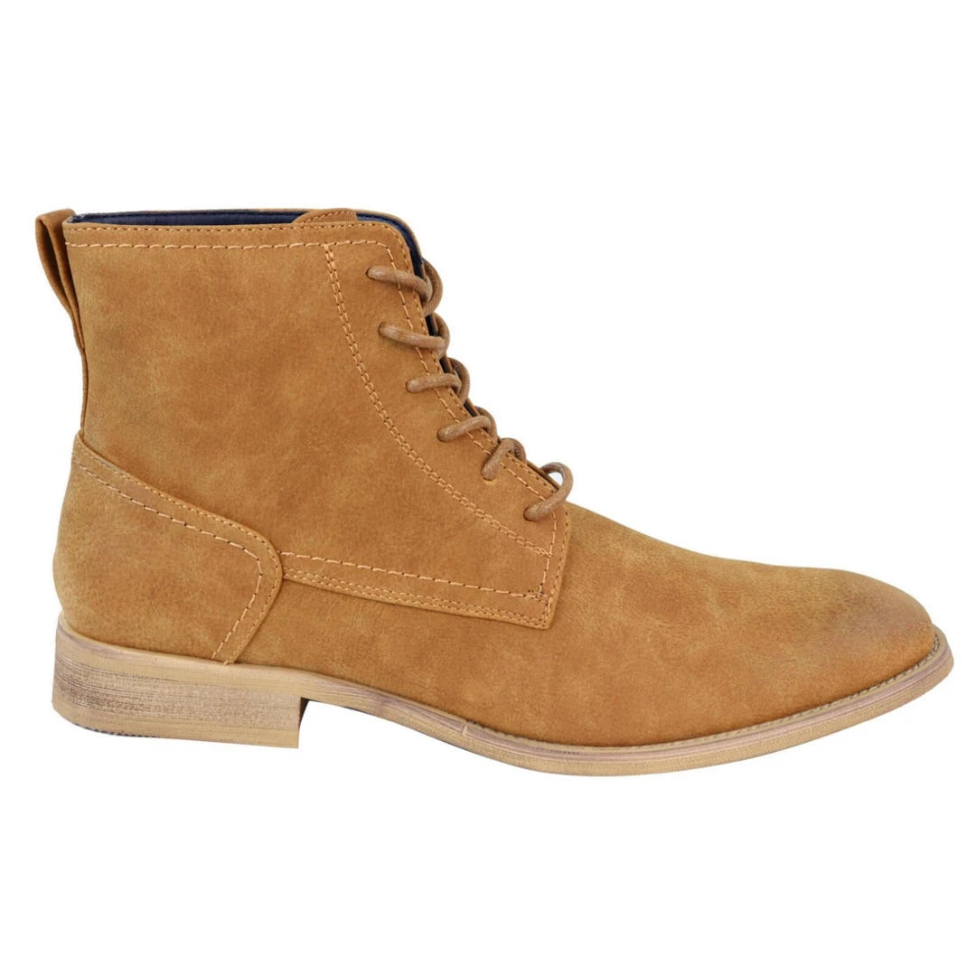Mens Matt Leather Laced Boots-TruClothing