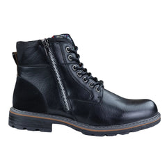 Mens Military Boots Laced Black Brown Side Zip Retro Punk Casual-TruClothing