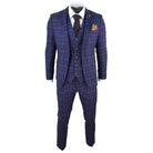Mens Navy-Blue Check 3 Piece Suit - Paul Andrew Kenneth-TruClothing