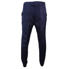 Mens Navy-Blue Pinstripe Trousers-TruClothing
