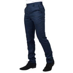 Mens Navy Blue Suit Trousers Birdseye Suit Wedding Prom Formal Smart Classic-TruClothing