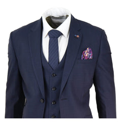 Mens Navy Blue Tailored Fit Suit-TruClothing