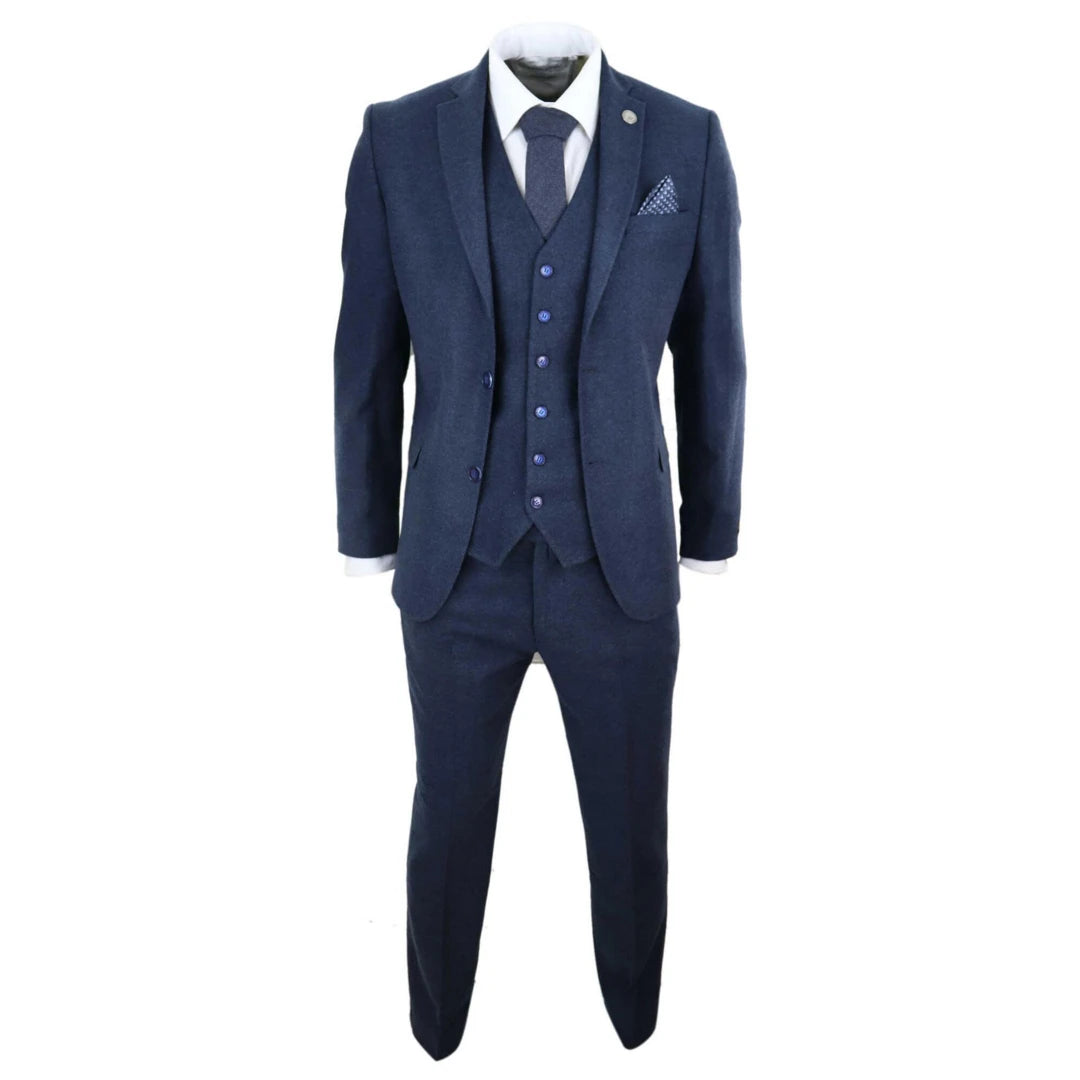 Mens Navy-Blue Wool Suit-TruClothing