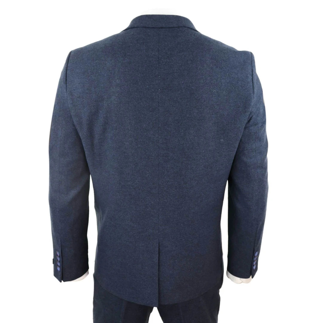 Stitchinc Full Length Navy Blue Long Blazer Waist Coat Pant Set