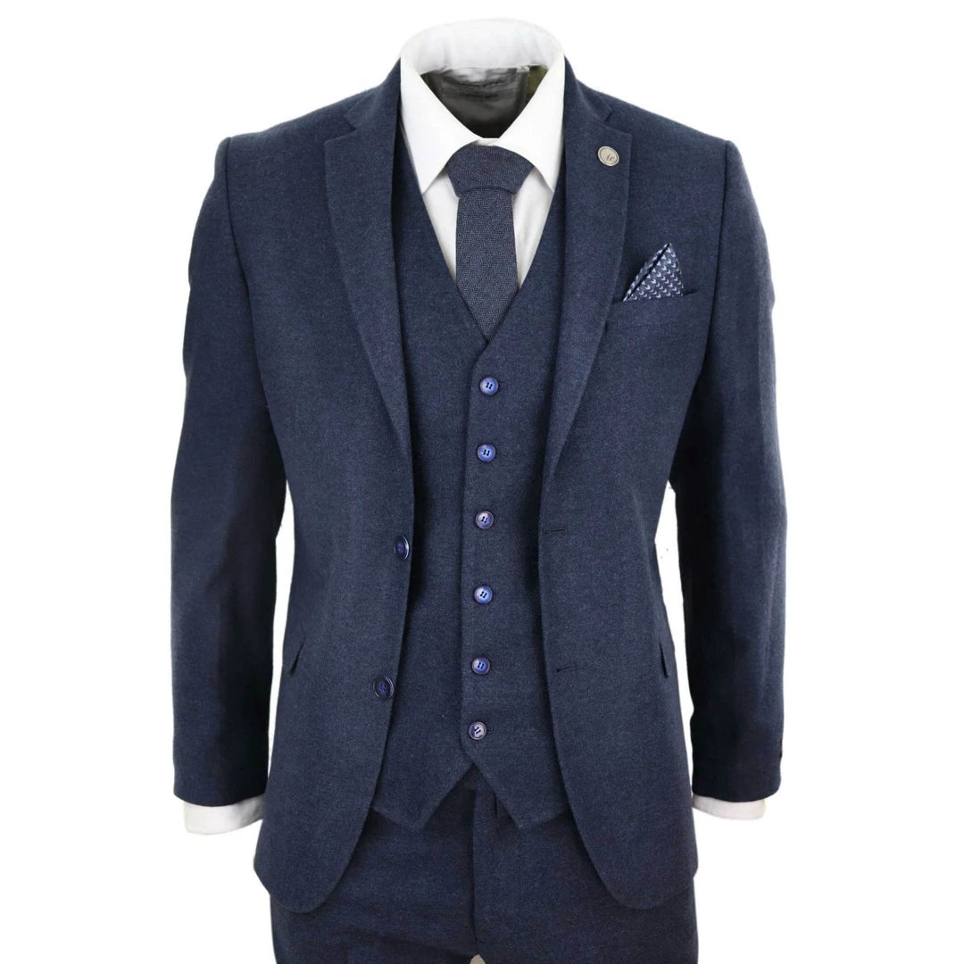 Mens Navy-Blue Wool Suit-TruClothing