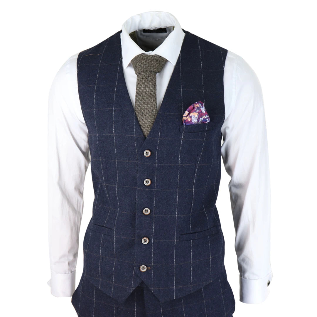 House of Cavani Angels Navy Check Three Piece Suit - Clothing from