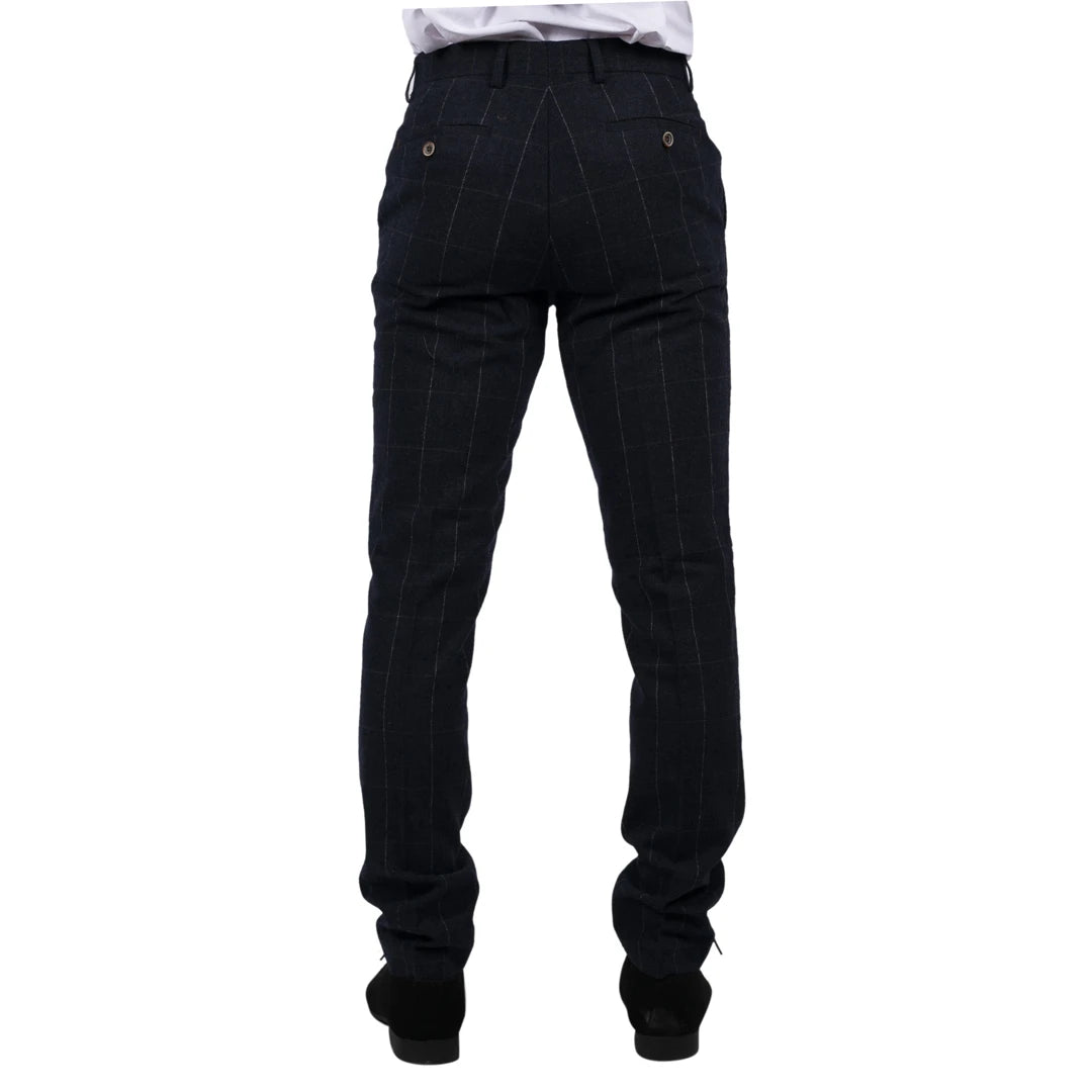 Womens navy check 2024 trousers