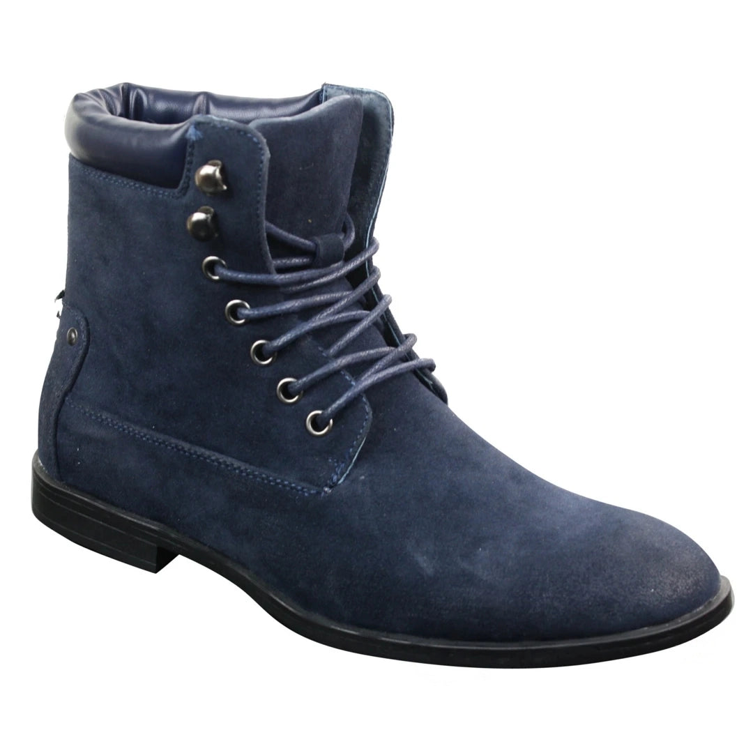 Mens Newbuck Suede Cowboy Vintage Riding Walking Hiking Boots Smart Casual-TruClothing