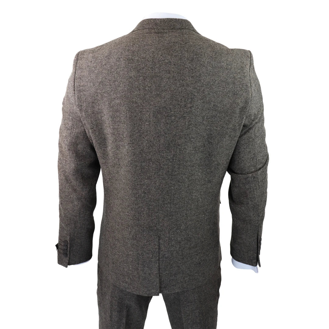 Mens Oak Brown 3 Piece Suit with Double Breasted Waistcoat-TruClothing