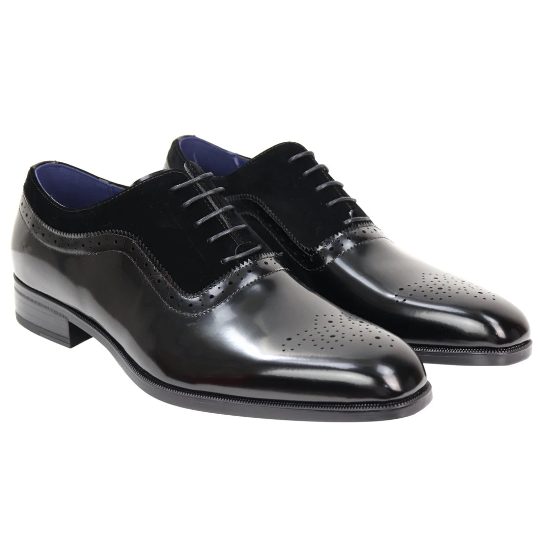 Mens PU Leather and Suede Oxford Shoes-TruClothing