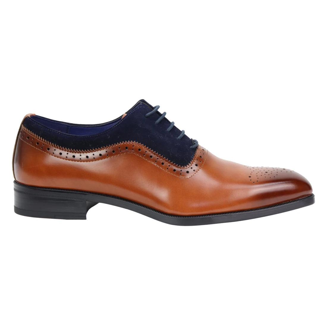 Mens PU Leather and Suede Oxford Shoes-TruClothing