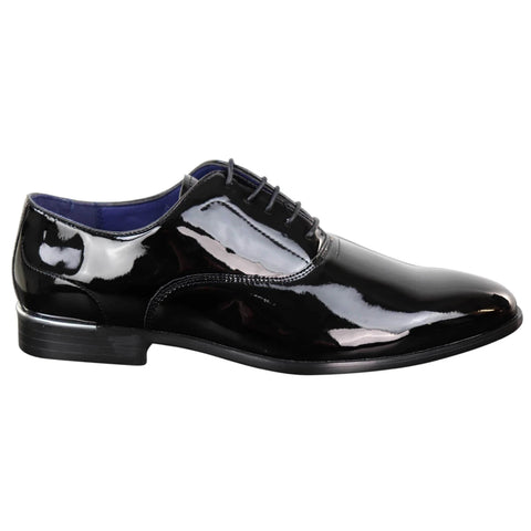 Men s Laced Patent Faux Leather Smart Shoes TruClothing