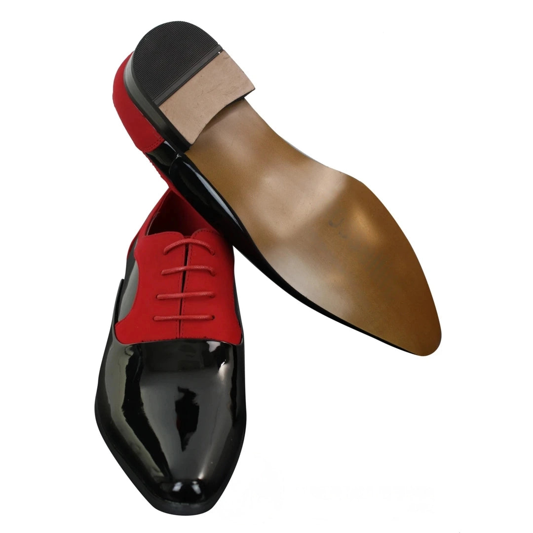 Mens Patent Shiny Suede Leather Shoes Smart Formal Laced Italian Designer-TruClothing