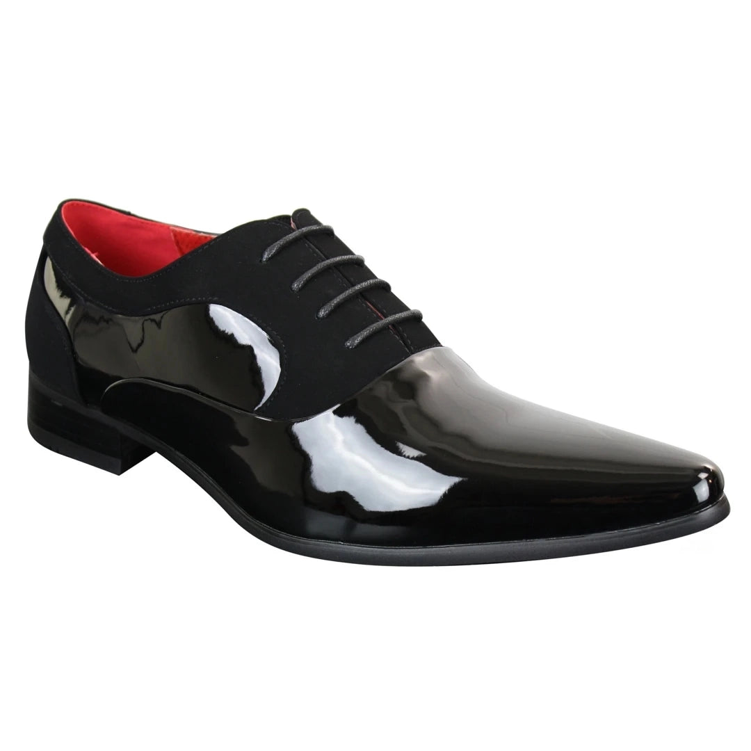Mens Patent Shiny Suede Leather Shoes Smart Formal Laced Italian Designer-TruClothing