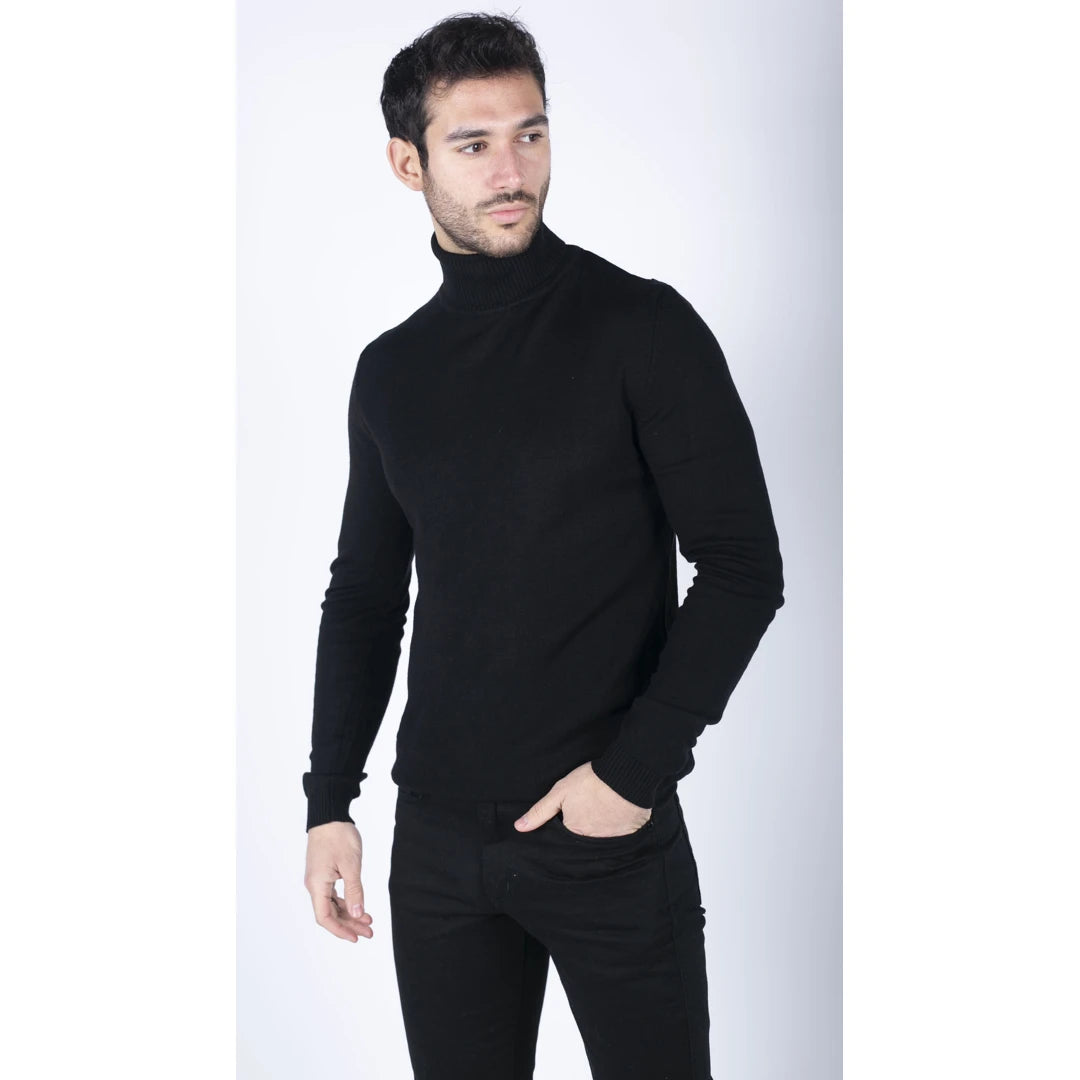 Men s Jumper Roll Turtle Neck Slim Fit TruClothing